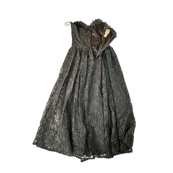 Vintage Gunne Sax by Jessica McClintock Black Lace Strapless Corset Dress xs - Picture 3 of 8